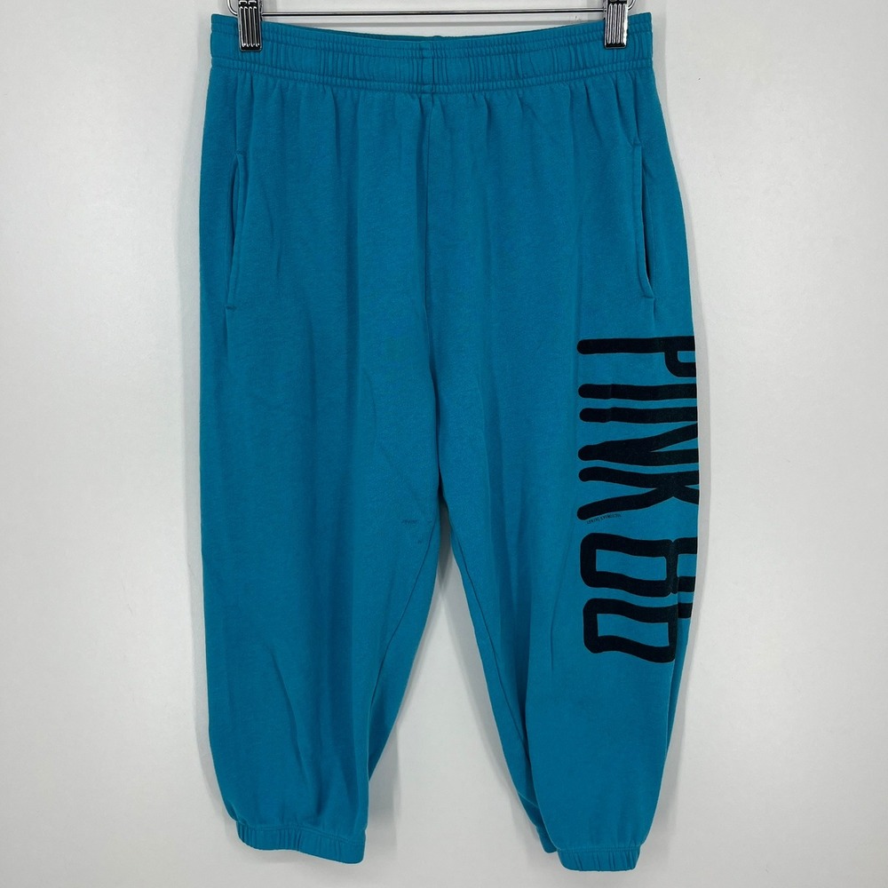 Victorias Secret PINK Blue Graphic Logo Sweatpants Joggers XS Vtg Y2K